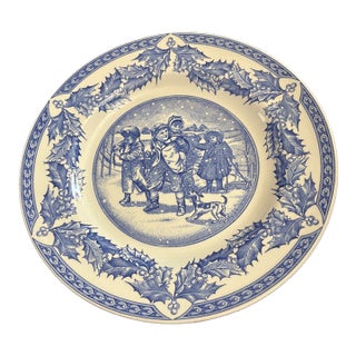 1970s Spode Victorian Children Christmas Plate” Gathering Kindling”-Set of 2 For Sale