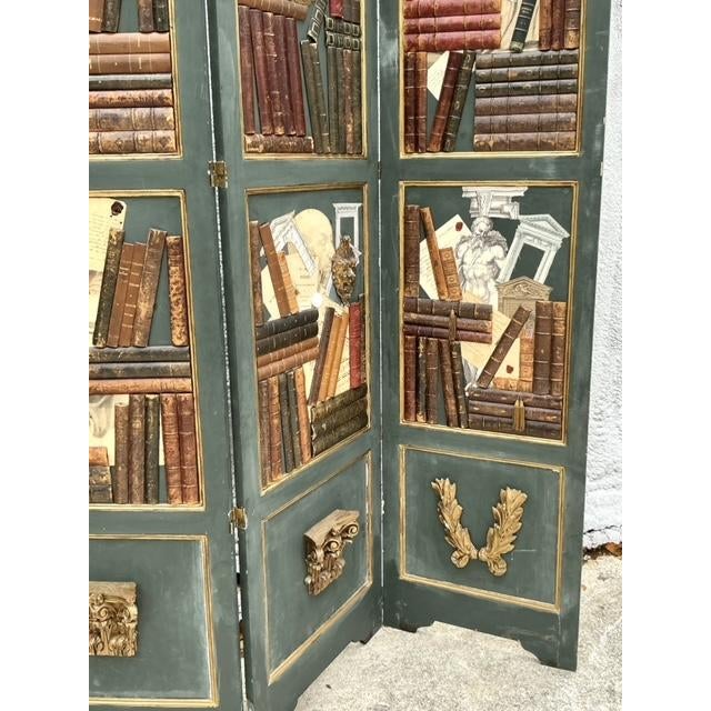 Vintage Regency Mixed Media Library Screen | Chairish