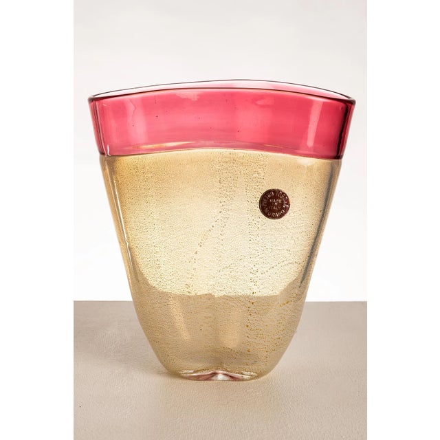 Mid-Century Modern Murano Glass Vase in Gold and Pink by Pietro Toso, 1950s For Sale - Image 3 of 16
