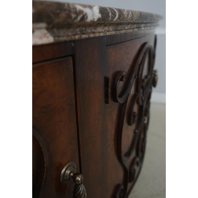 Henredon Chestnut Finish Demilune Marble Top Sideboard For Sale - Image 15 of 18