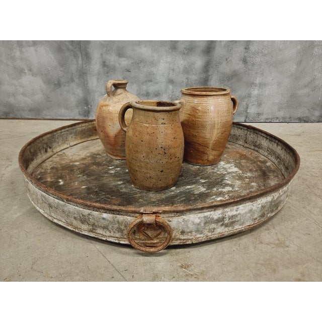 Antique zinc tray plate grape tray XXL from France from the period around 1900. This galvanized iron plate has built up a...