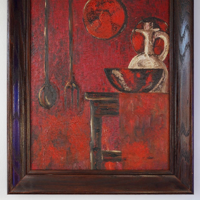 20th Century Vintage Primitive Still Life – Oil on Board For Sale In New York - Image 6 of 11
