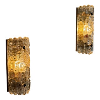 Textured Glass Wall Lights by Carl Fagerlund for Orrefors, 1970s, Set of 2 For Sale