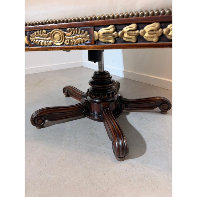 Metal Empire Style Swivel Desk Chair in Leather For Sale - Image 7 of 8