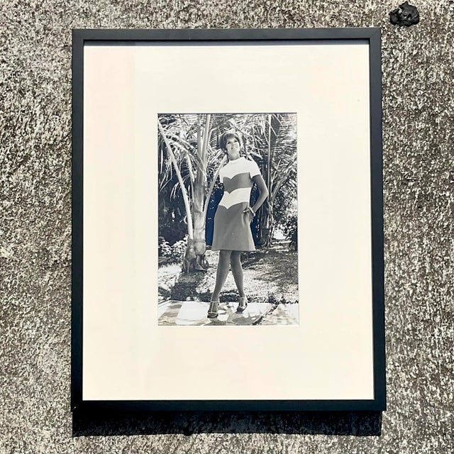 Vintage Boho Black and White 70s Fashion Photograph For Sale - Image 4 of 7