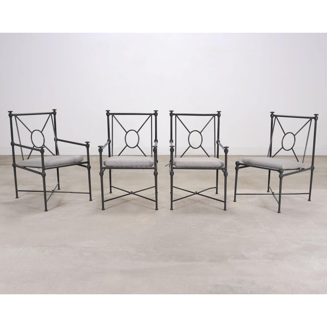 Neoclassical Set of Four Rh Catalina Aluminum Patio Garden Dining Armchairs For Sale - Image 3 of 18