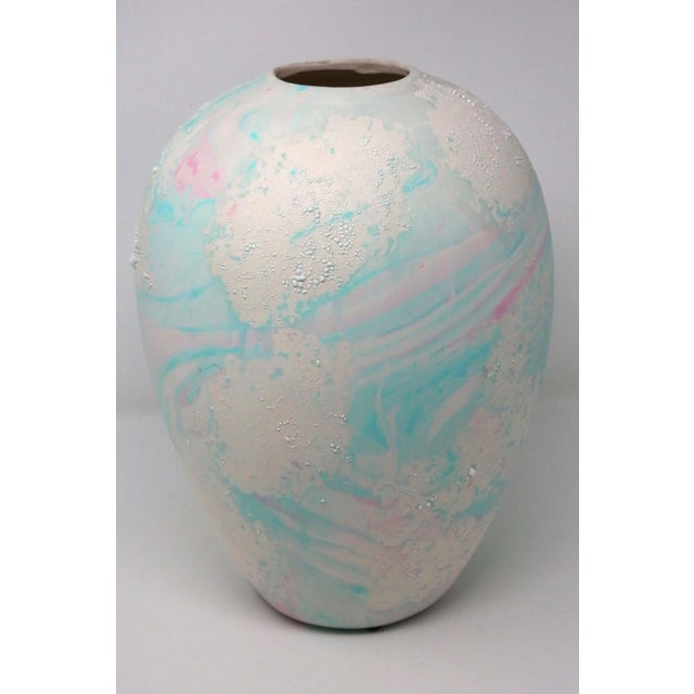 1990s 1990's Contemporary Turquoise, Pink and White Ceramic Vase For Sale - Image 5 of 7