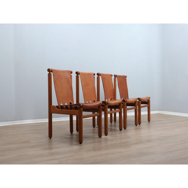 Vintage Walnut and Leather Chairs by Ilmari Tapiovaara for La Permanente, 1960s, Set of 4 For Sale - Image 18 of 18