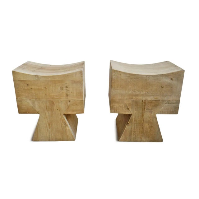 Modern T Pine Stool For Sale - Image 9 of 12