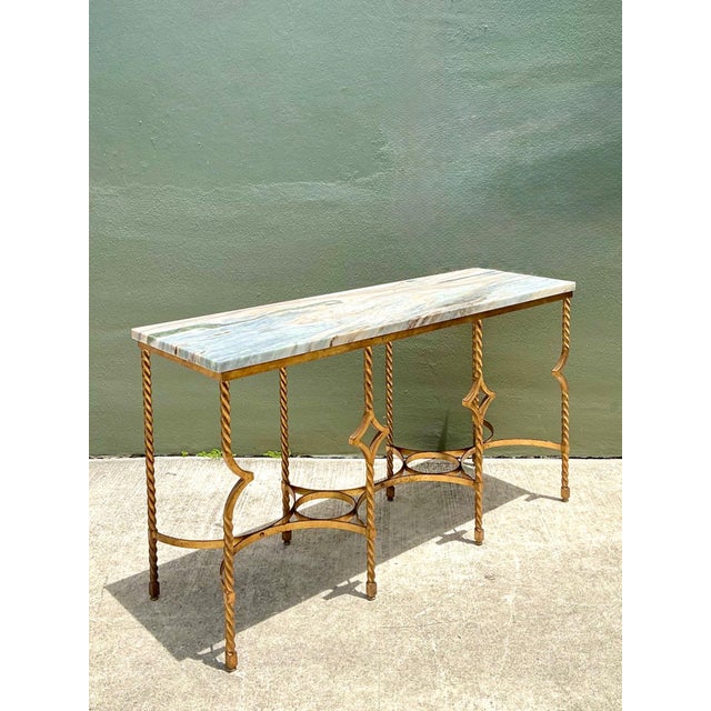 Vintage Twisted Iron and Marble Console Table For Sale - Image 11 of 18