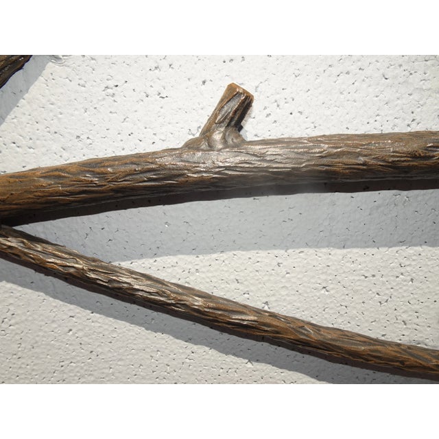 Metal Vintage Evergreen Cones Black Iron Tree Branch Queen Bed Frame Headboard & Footboard For Sale - Image 7 of 12