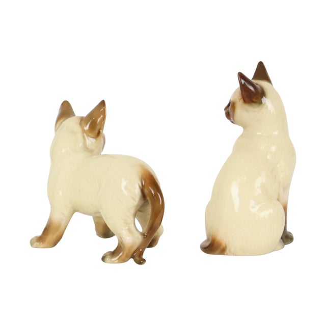 Siamese Cat Figurines in Glazed Ceramic, Japan, 1950s, Set of 2 For Sale - Image 4 of 14