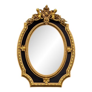 1980s French Louis XVI Gold Wood Wall Mirror For Sale