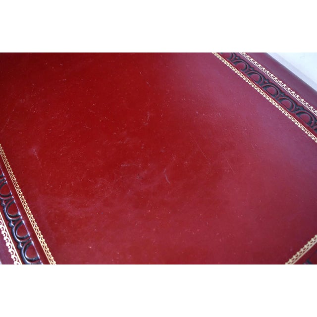 Mid 20th Century Vintage Red Leather Desk Set - Document Holder, Pencil Cup, and Letter Holder For Sale - Image 5 of 13