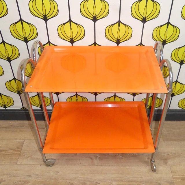 Metal Bar Cart or Side Table in Plastic & Chrome, 1970s For Sale - Image 7 of 17
