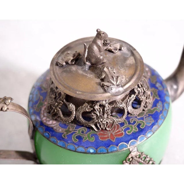 Chinese Republic Teapot in Jade and Tin For Sale - Image 5 of 8