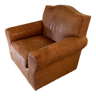 Ralph Lauren Art Deco French Leather Club Chairs - a Pair For Sale