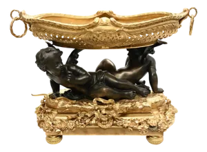 French Gilt Bronze Cherub Tazza Dish after Clodion