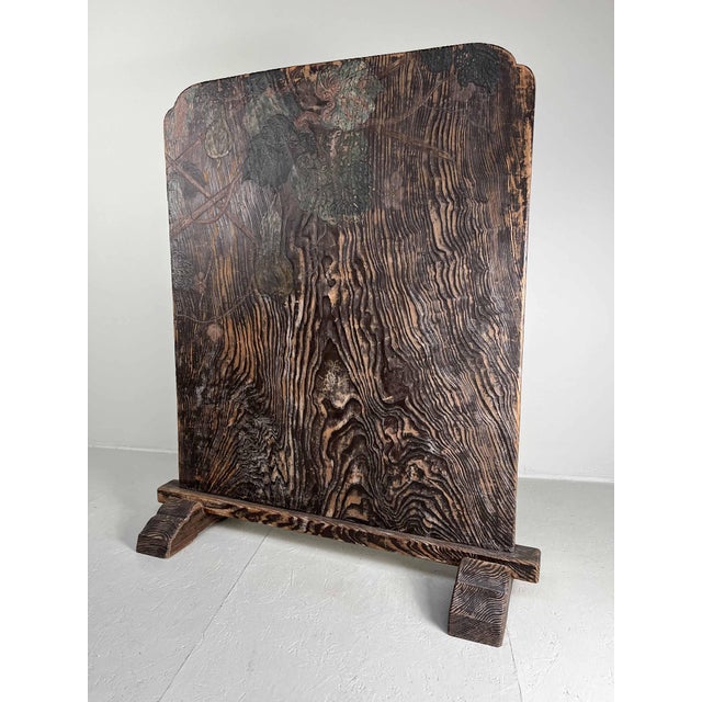 Wood Tsuitate with Floral Decor, Meiji Era For Sale - Image 7 of 18