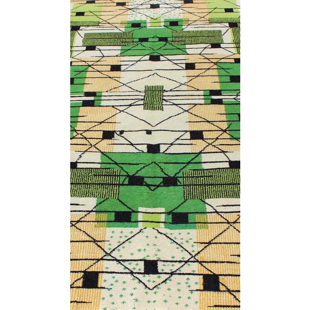 Textile Vintage Turkish Zeki Müren Mid-Century Modern Rug in a Variety of Green Colors For Sale - Image 7 of 11