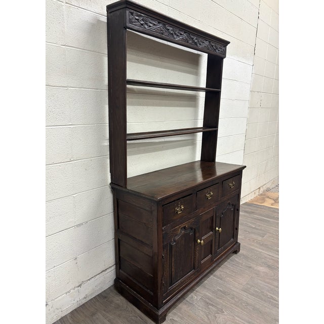 Antique English Oak Pewter Cupboard Welsh Style Dresser For Sale In Kansas City - Image 6 of 11