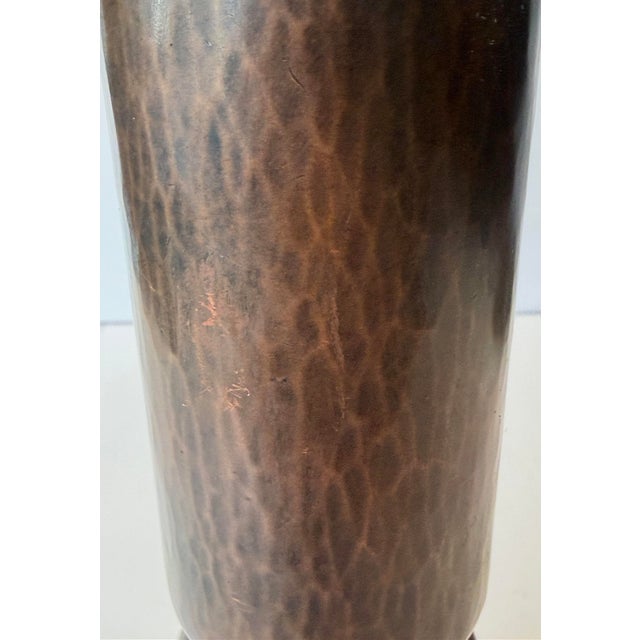 Signed Frans Gyllenberg Hand Hammered Copper 9” Floriform Vase - Boston Arts and Crafts Society C. 1910. For Sale - Image 12 of 12