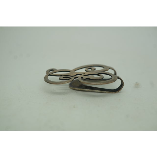Antique Sterling Silver Letter B Money Clip Bookmark Napkin Holde For Sale - Image 6 of 10