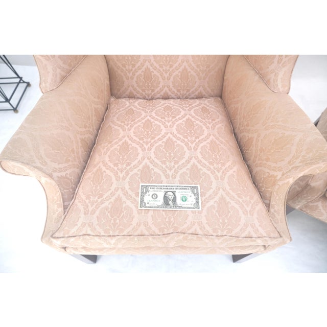 Wood Pair of Kittinger Style Tall Wingback Chairs Mint Frames as is Upholstery For Sale - Image 7 of 15