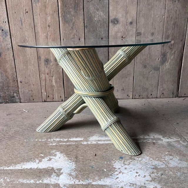 Vintage Side Table in Faux Bamboo with Glass Top, 1980s For Sale - Image 13 of 13