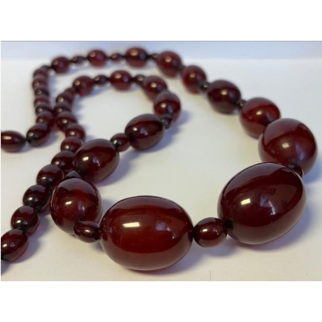 Early 21st Century Art Deco Faturan Cherry Amber Bakelite Bead Necklace 88 Grams For Sale - Image 5 of 6