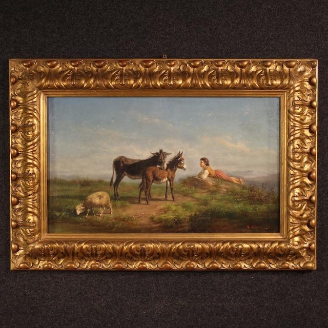 Italian Artist, Bucolic Landscape, 1875, Oil on Canvas For Sale - Image 14 of 14