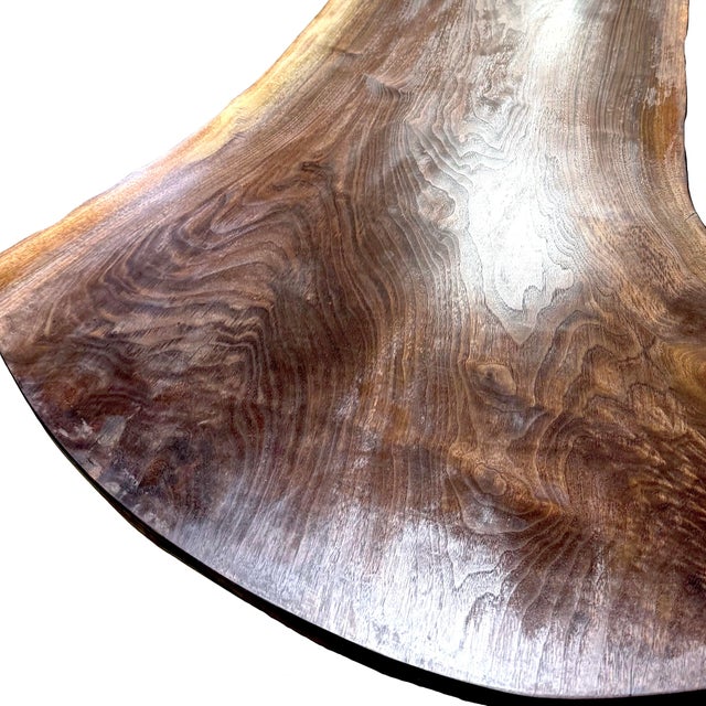 Single Plank Live Edge Solid Walnut Dining Table - Handcrafted by Montana Rancher For Sale - Image 4 of 13