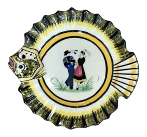 1940 Vintage Henriot Quimper French Faience Fish Head Plate