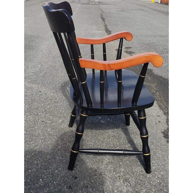 Contemporary 1980s University of Cincinnati Black and Gilt Windsor Chair For Sale - Image 3 of 10