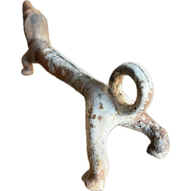 Pair of Antique Cast Iron Dachshund-Shaped Andirons/Fire Irons/Fire Dogs For Sale In Charlotte - Image 6 of 12