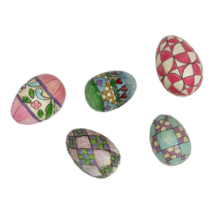 Vintage Painted Jim Shore Wood Eggs, Set of 5