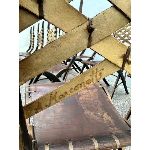 Alberto Marconetti Original Oak, Iron & Leather Straps Dining Chairs - Set of 12 For Sale In Miami - Image 6 of 12