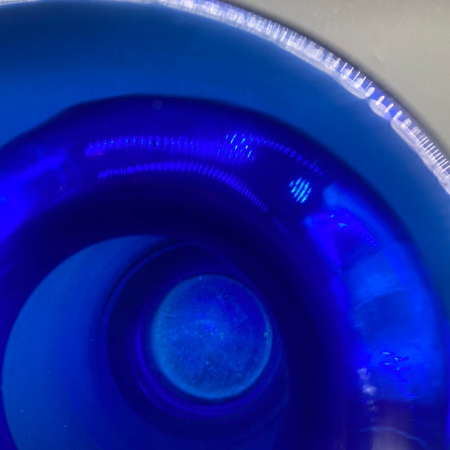 Blue Vintage Blenko Vase 10” Beautiful Blue Handblown Glass For Sale - Image 8 of 8