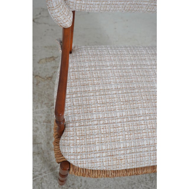 Wood French Country Woven Seat Arm Chair For Sale - Image 7 of 17