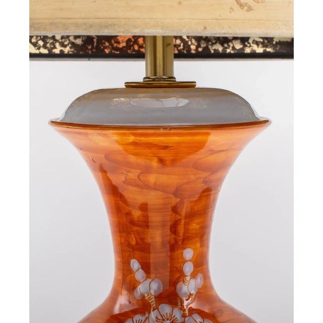 Pair of large hand painted ceramic Asian design lamps. Made in Italy in the 1950s. Lamps have brand new wiring and high...