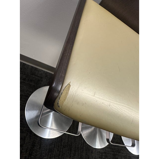 2000 - 2009 Set of 3 MCM Allermuir "Scoop" Swivel Bar Stools Authentic Made in Uk For Sale - Image 5 of 12