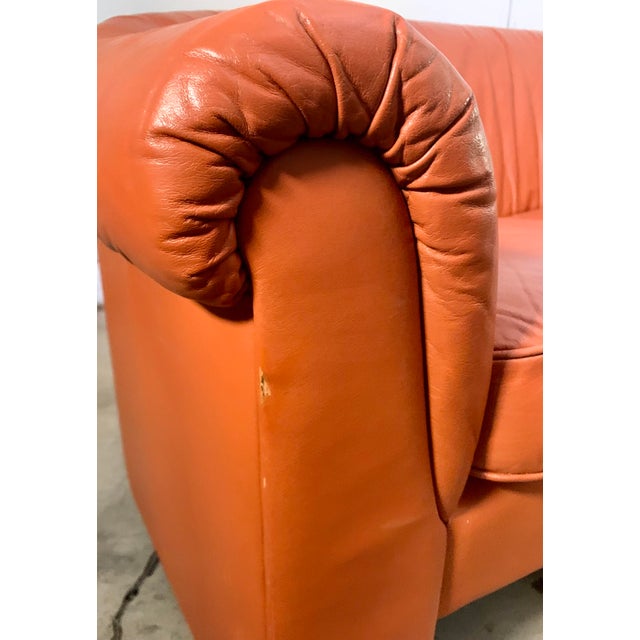1970s Orange Leather Loveseat Denmark For Sale In New York - Image 6 of 11