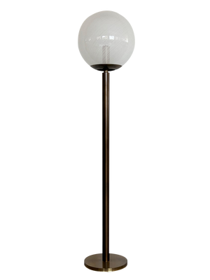 Italian Murano Glass Globe and Brass Floor Lamp, 1970s