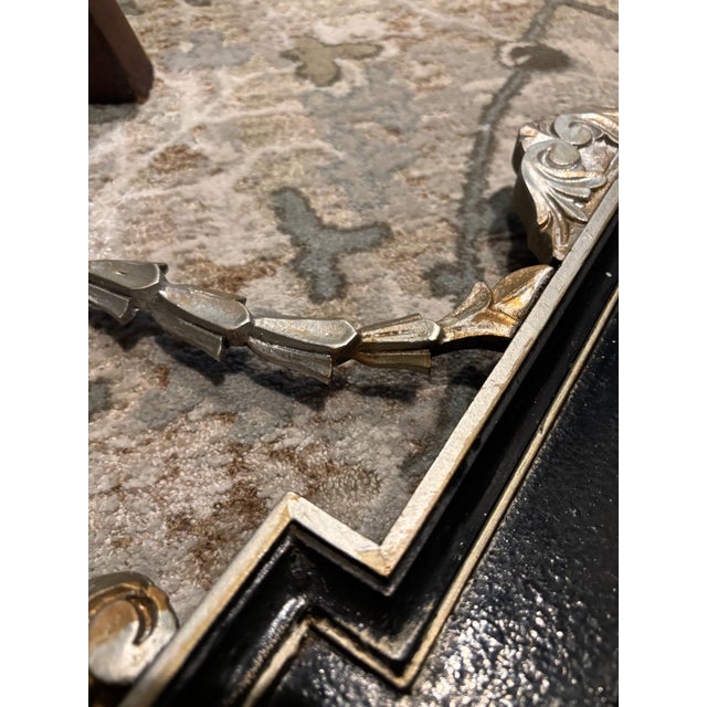 Antique Black & Gilt Ebonized Wood Mirror, Turn of the 20th Century (40″ × 27″) For Sale - Image 12 of 17