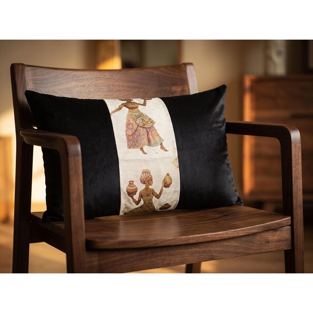 Textile Handmade Velvet Ethnic Lumbar Pillow Cover For Sale - Image 7 of 11