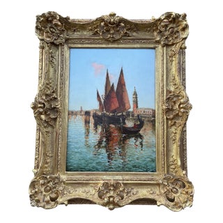 Italian Oil Painting 27” X 21” by Albert Ferdinand Duprat Framed For Sale