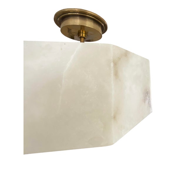 Late 20th Century Modern Alabaster & Brass Flush Mount Ceiling Light For Sale In Phoenix - Image 6 of 9