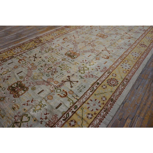 Magnificent White Ivory Color and Superb Geometric Design Antique Turkish Oushak Rug For Sale - Image 12 of 15