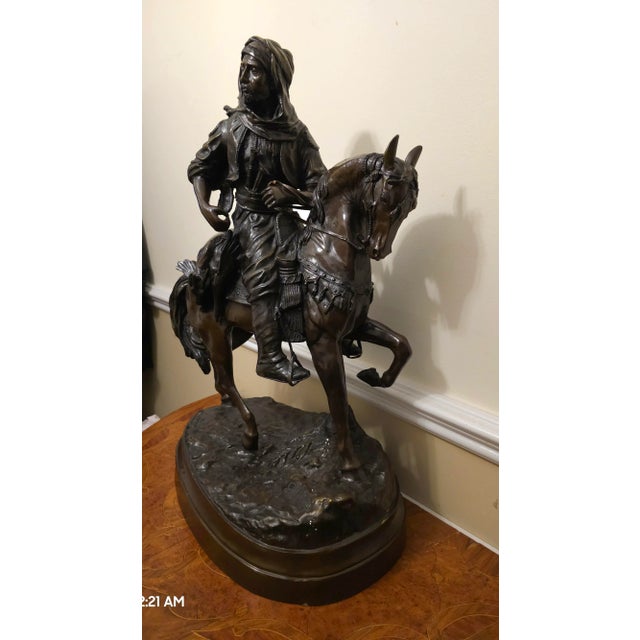 Late 19th Century After Alfred Barye (19th C. ) and Emile Guillemin, Cavalier Arabe Revenant De La Chasse For Sale - Image 5 of 12