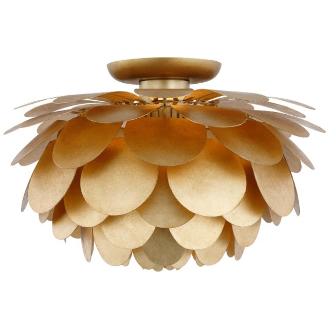 Modern Chapman & Myers for Visual Comfort Signature Cynara Large Flush Mount in Gild For Sale - Image 3 of 4